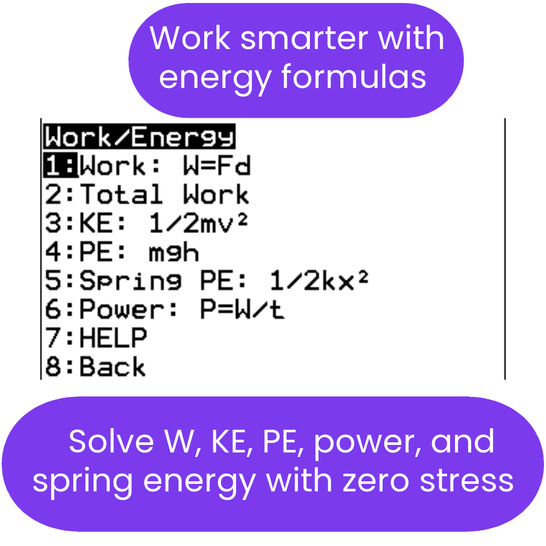 work and energy formulas