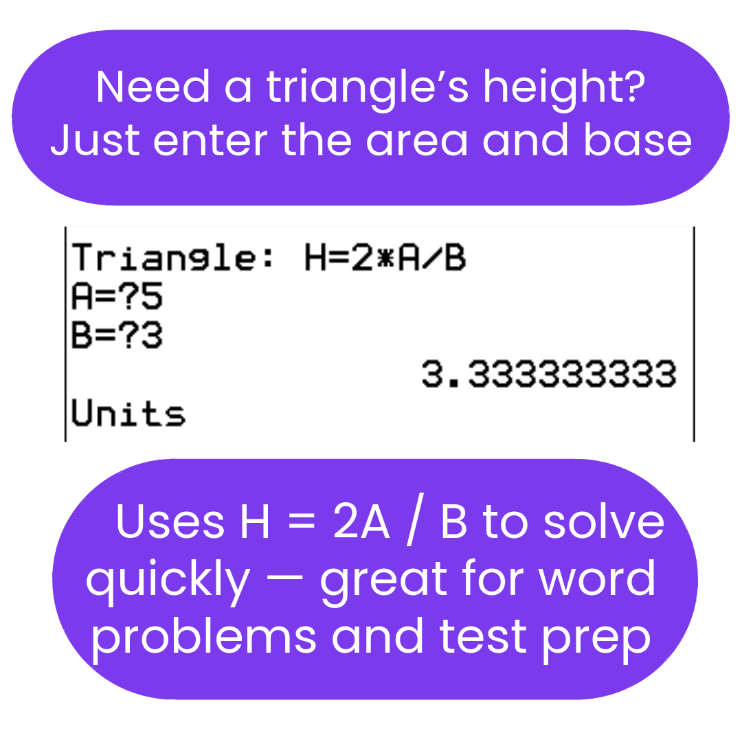 Area (2-dimensional figures) Solver TI-84 Plus CE Calculator Program