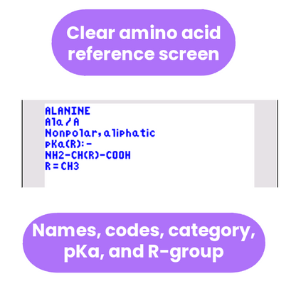 Amino Acids Reference Program — TI-84 Plus CE