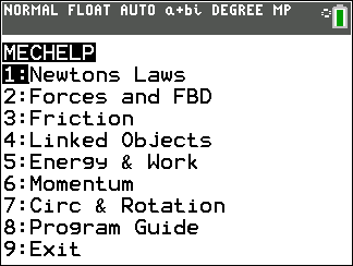 MECHELP: Free Physics Mechanics Guide for TI-84 Plus CE