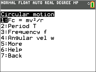 CIRMOT: Circular & Rotational Motion TI-84 Plus CE Solver