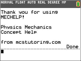 MECHELP: Free Physics Mechanics Guide for TI-84 Plus CE