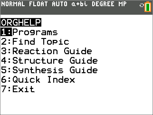 Free ORGHELP Organic Chemistry Guide for TI-84 Plus CE