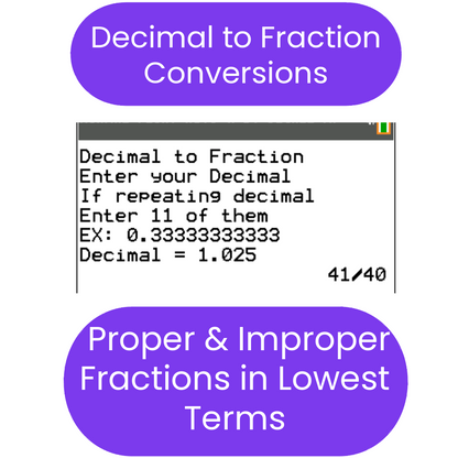 TI-84 Plus CE Decimal to fraction conversion 