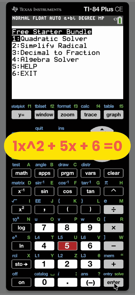 TI-84 Plus CE FREE Bundle Demonstration GIF 