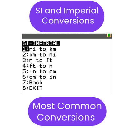 TI-84 Plus CE Unit Conversion between SI and Imperial units with a focus on common conversions