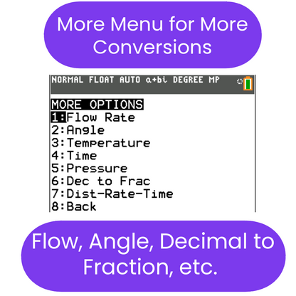 TI-84 Plus CE Unit Conversion More Menu