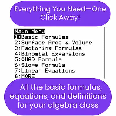 Algebra Equation, Formula, and Definition TI-84 Plus CE Program