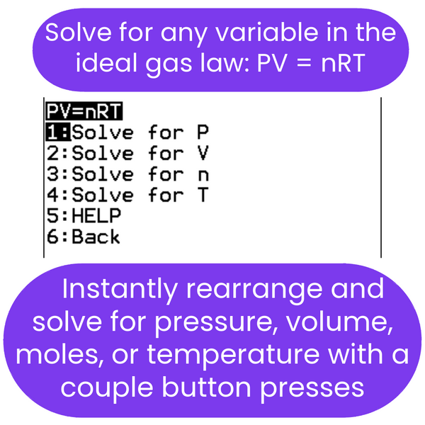 Ideal Gas Law solver on TI-84